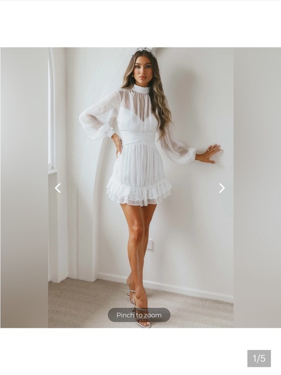 Hello Molly Dresses & Skirts - Hello Molly NWT Sz S  - White Sheer High-Neck Ruffle Mini Dress